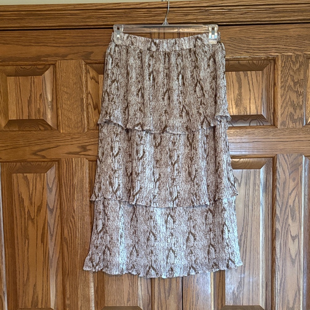 She + Sky Asymmetrical Tiered Snake Print Skirt